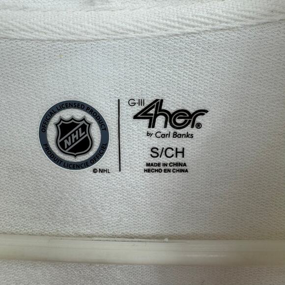 NHL GIII 4Her Boston Bruins Tie Front Hoodie Womens White Black Yellow Striped - Picture 7 of 11